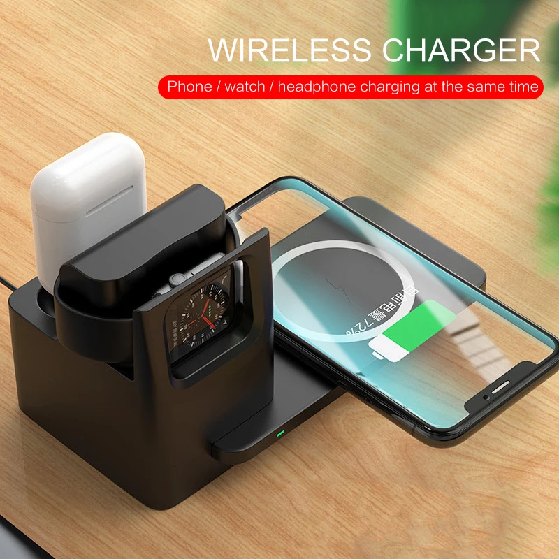 

3 in 1 Mobile Phone Wireless Charger For Mobile Phone Airpods iWatch Wireless Charging Station 15W Desktop Phone Dock