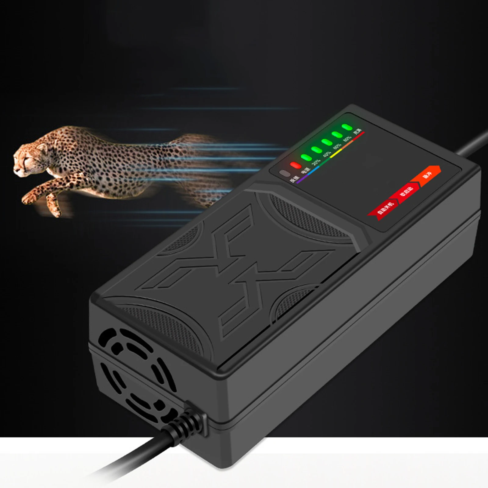 72V 20AH Electric Vehicles Battery Charger Auto Off 7 Lights Power Indicator Multi-Protection Functions 220V Charger-Black |