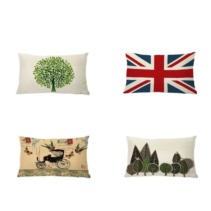Британский Флаг Древо Жизни Подушка Чехлы Картоон Геометрия Винтажная Карета Париж Домашний Декор Диван Место Сад Поясничная Подушка
