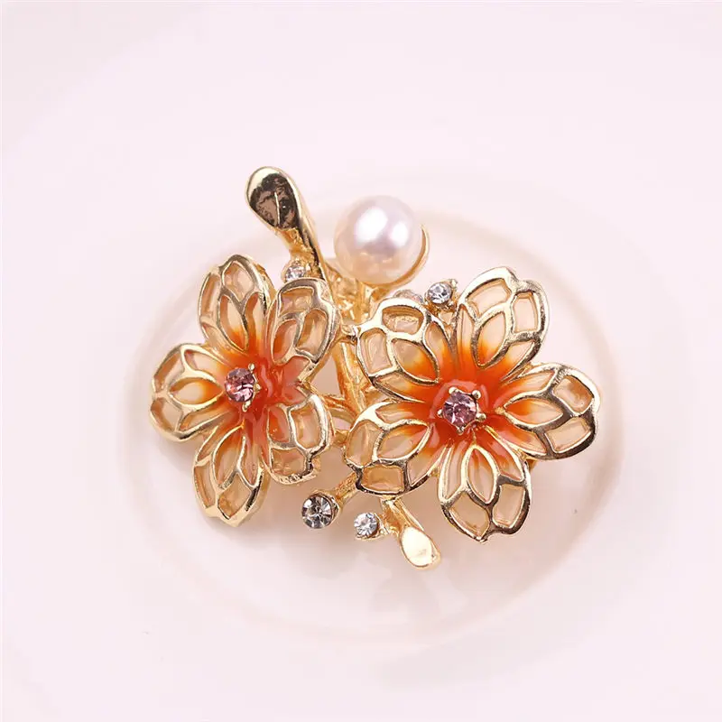 Имитация жемчуга эмаль кленовый лист божья коровка цветок брошь воротник