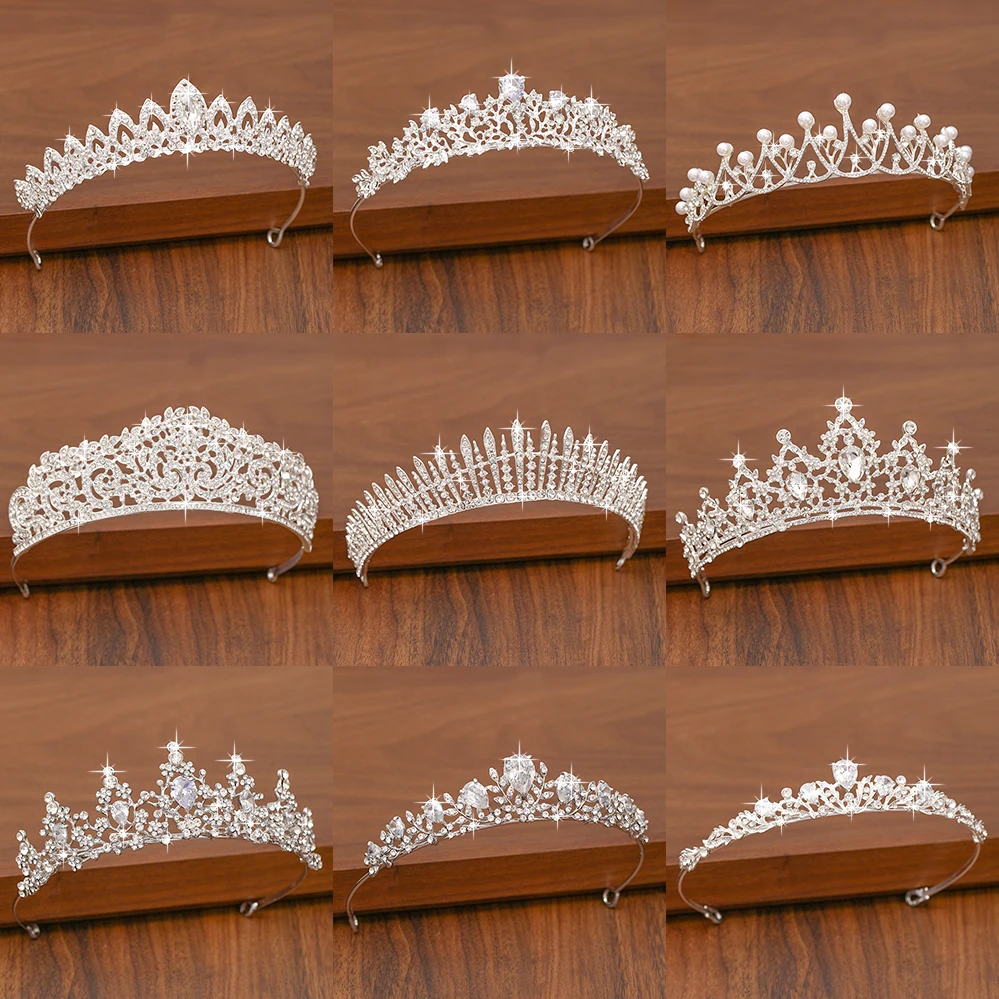 

Bridal Tiara Hair Crown Wedding Hair Accessories For Women Silver Color Crown For Bridal Crowns And Tiara Women Accessories