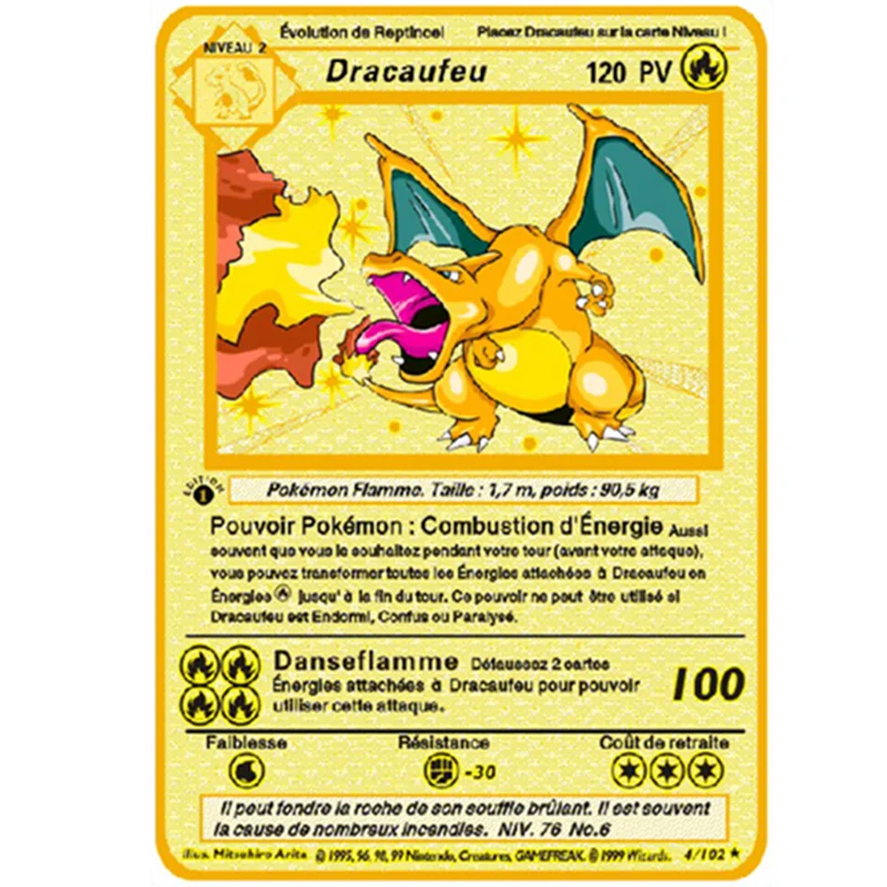 Figuras de acci&oacute;n de Pok&eacute;mon de Metal para ni&ntilde;os, 12 Uds., Pokemon Francaise Charizard Mewtwo Eevee GX EX Tag, juego de batalla, colecci&oacute;n de cartas-4