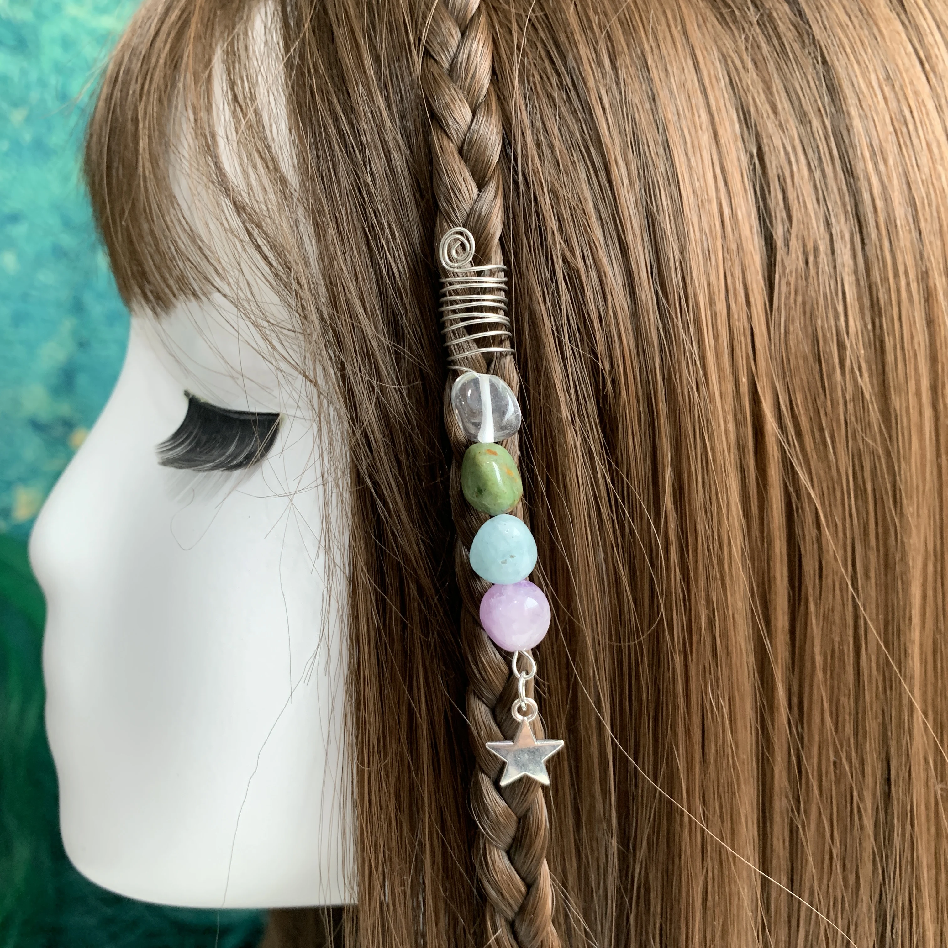 Ful Crystal Hair Beads, Braided Hair Accessories, Viking Hair Ring Gift