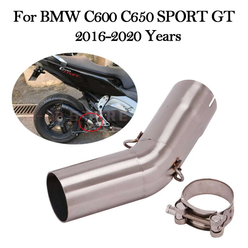 

Slip On Motorcycle Modified Escape Scooter Motor Muffler For BMW C600 C650 SPORT GT 2016-2020 Years Connecting Middle Link Pipe