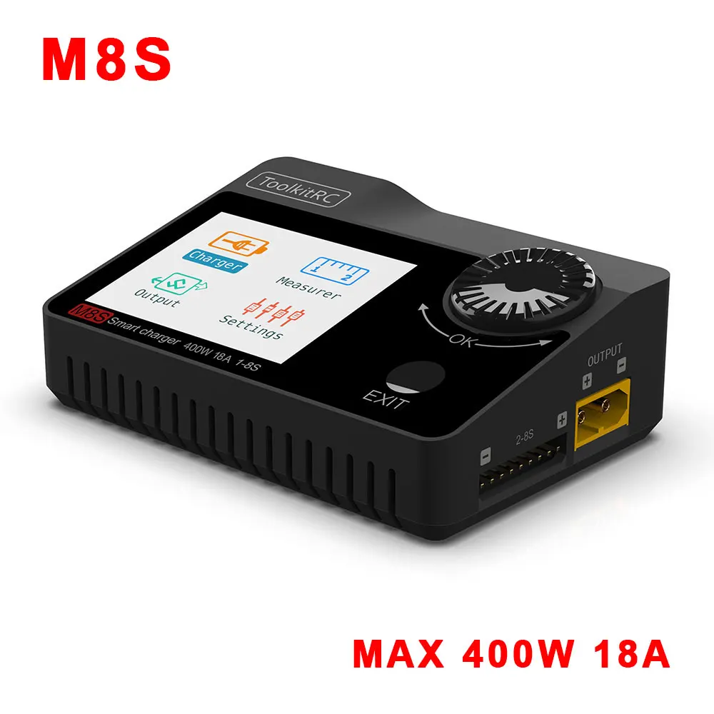 ToolkitRC M8S 400W 18A 2-8S Балансировочное зарядное устройство для аккумуляторов Lilon LiPo LiHV NiMH Pb с тестером сервопривода PWM PPM Sbus.