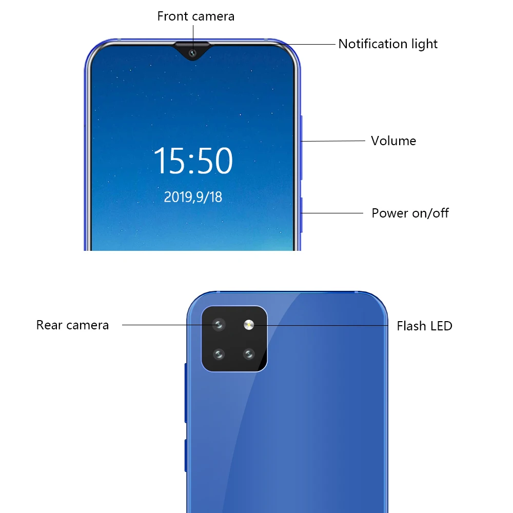Смартфон Cubot X20 Pro 6," FHD+ с функцией капли воды, режим AI, тройная камера, Android 9,0, 6 ГБ+ 128 ГБ, четыре ядра, 4000 мА/ч, для распознавания лица
