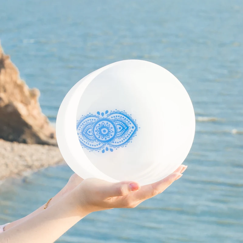 Чакры с символом Индиго 12-дюймовая чаша третьего глаза Кварцевая кристаллом для