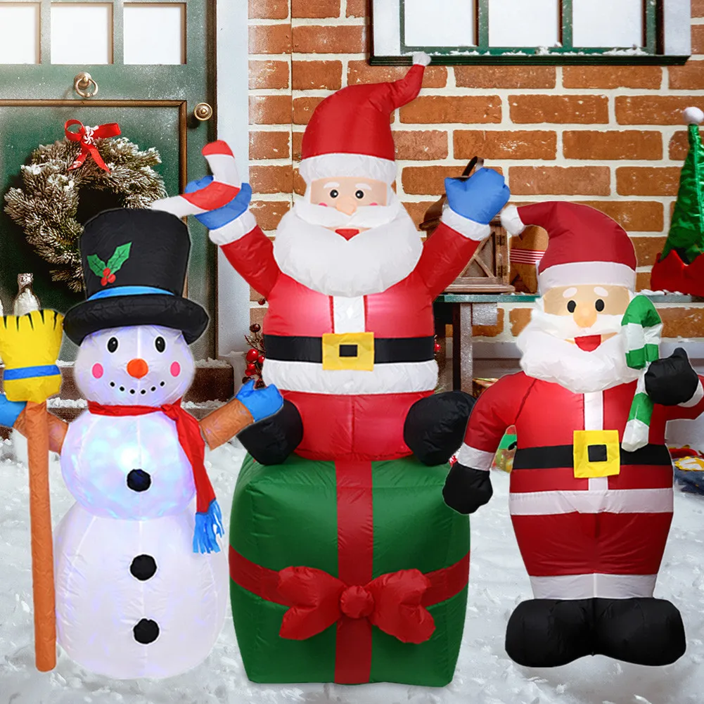 1.2/1.8M Inflatable Santa Claus Snowman Christmas Outdoors Ornaments New Year Party Home Yard Garden Party Props Decoration 2022