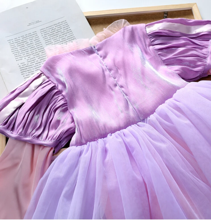 

Princess Baby Girls Cosplay Party Dress Outfits Long Sleeve Lace Patchwork Tutu Dress Clothes 4-9Years