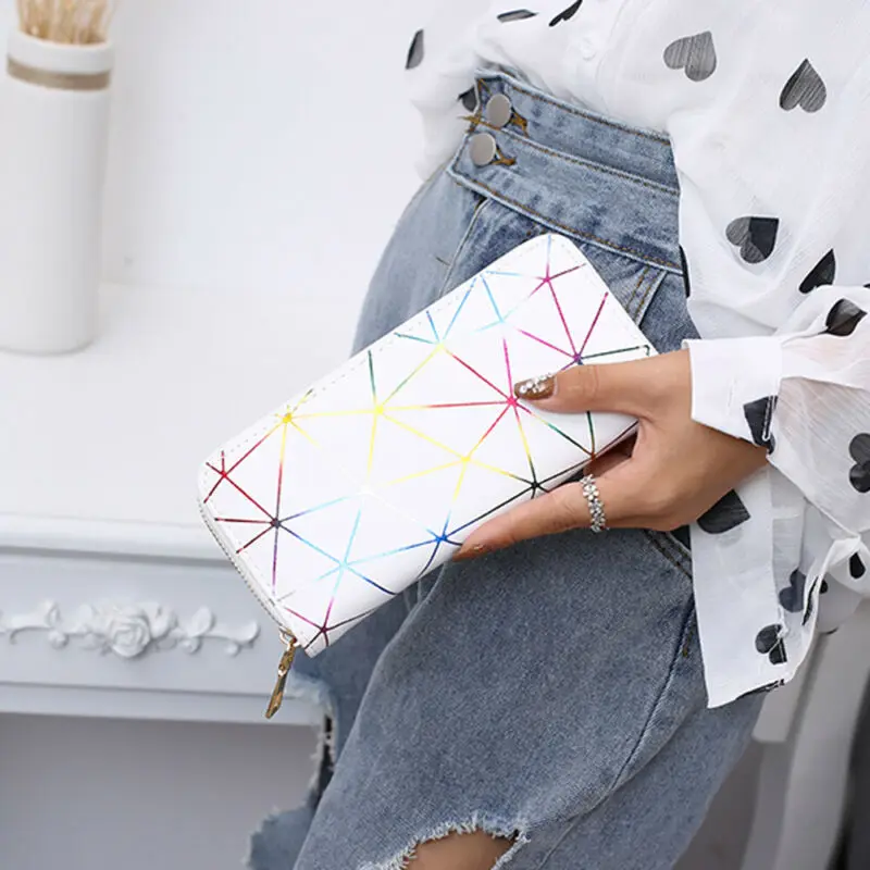 Модный женский кошелек из искусственной кожи Женский Длинный с геометрическим