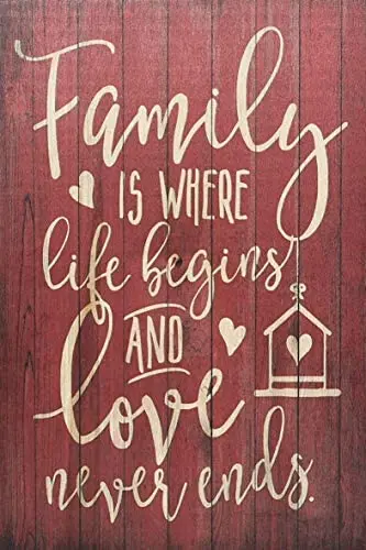 

Family is Where Life Begins and Love Never Ends Wall Retro Plaque Poster Wall Decor Art Shabby Chic Gift Suitable 12x8 Inch