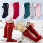 FOCUSNORM7 цветов, длинные гольфы для маленьких девочек Однотонные чулки по колено с большим бантом, милые кружевные гетры принцессы, От 0 до 7 лет