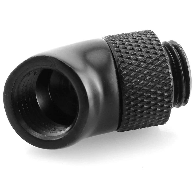 

45 Degree Angled Fitting 2PCS G1/4inch 45 Degree Black Male to Female Rotary Extender Fitting for Computer Water Cooling