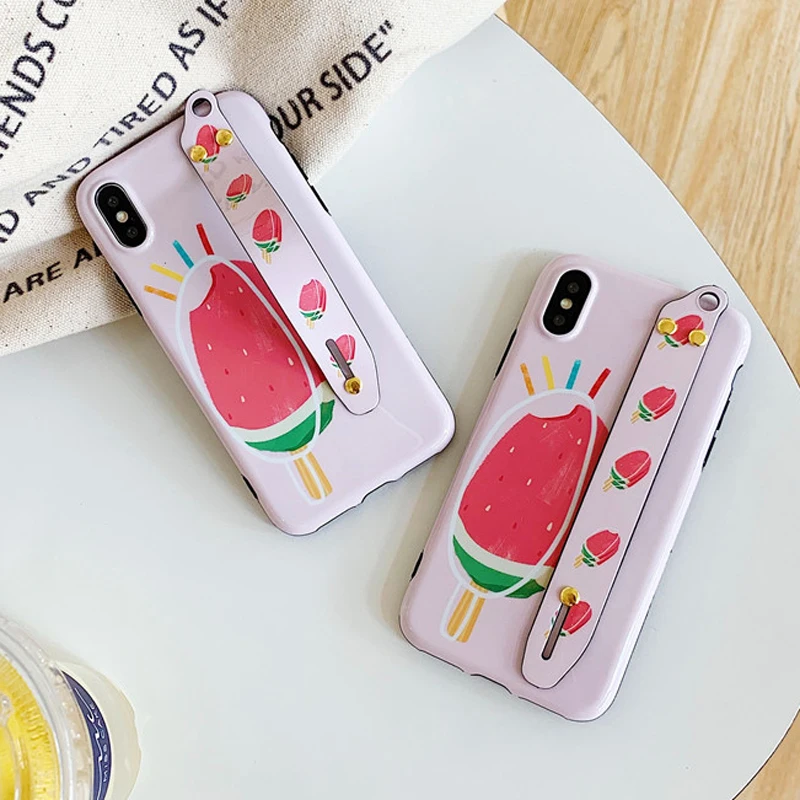 GYKZ Забавный арбузный мороженое чехол на запястье для iPhone 6 6s X XS MAX XR 7 8 Plus Мягкий