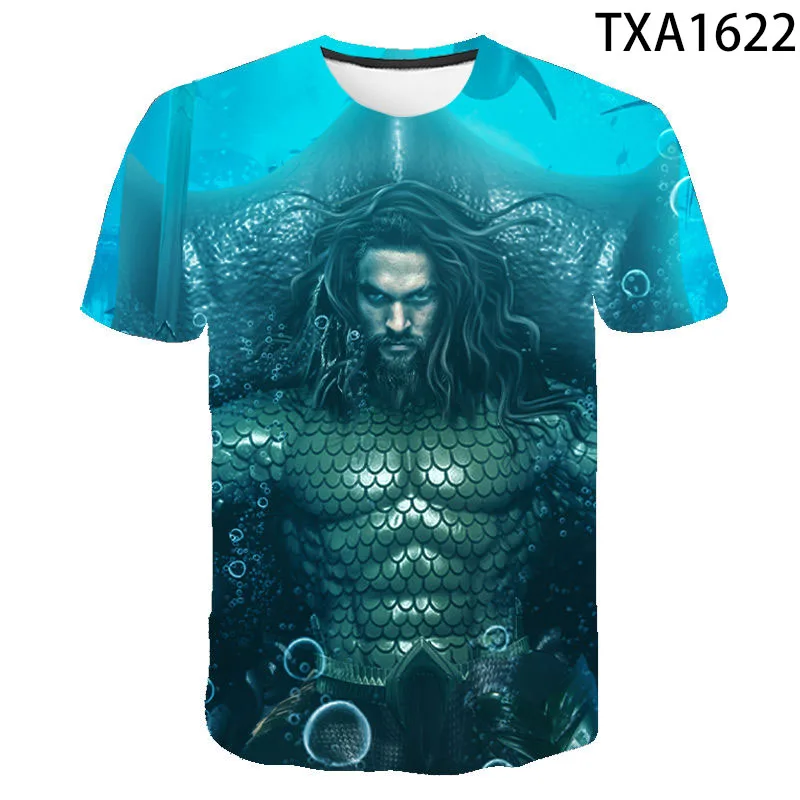 Футболка Aquaman для мужчин и женщин новая летняя уличная одежда с 3D принтом