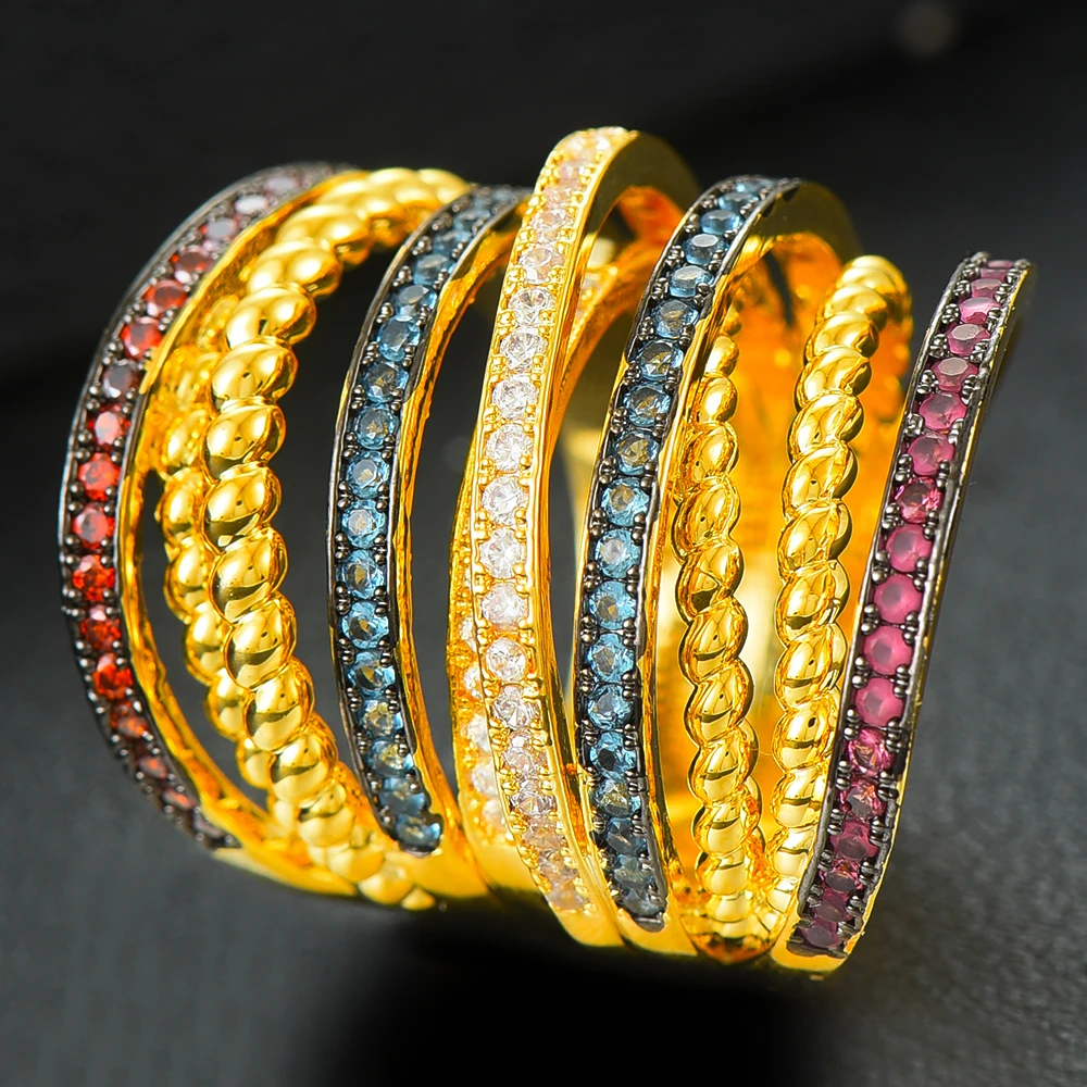 

SISCATHY Luxury Wide Bridal Wedding Engagement Fingers Rings For Women Fashion Jewelry Trendy Cubic Zirconi Wide Gorgeous Rings
