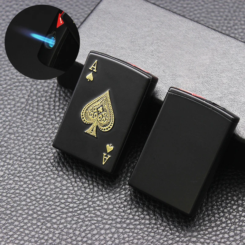 Креативная зажигалка металлическая с черепом для покера сильный Ветрозащитный