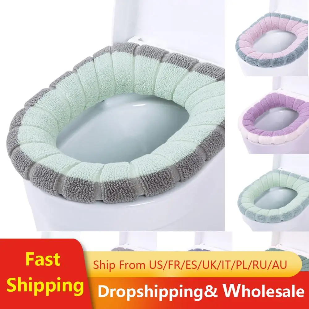 Универсальное теплое мягкое моющееся сиденье для унитаза Чехол коврик набор