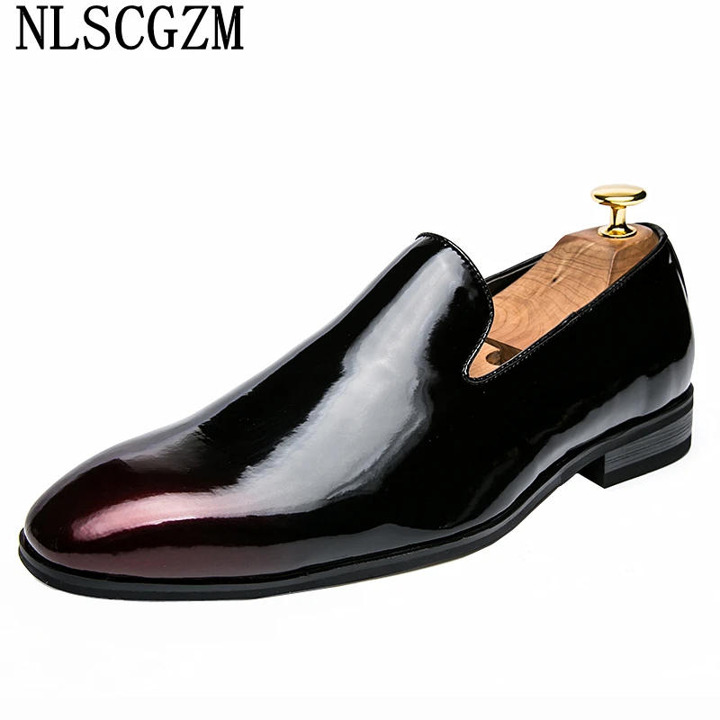 

Patent Leather Men Loafers Shoes 2023 Italian Formal Slip on Shoes for Men Black Dress Party Shoes for Men Zapatos Oxford Hombre