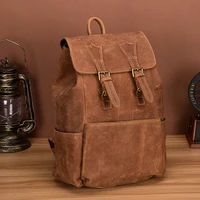 original retro 18 inch backpack large capacity mens top leather mountaineering backpack mens camera computer bag