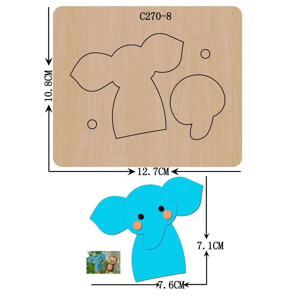 

New Elephant Wooden die Scrapbooking C-270-8 Cutting Dies for common die cutting machines on the market