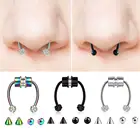 U-образное кольцо для носа с искусственным магнитом, унисекс кольцо в форме подковы, без пирсинг, кольцо с ложной перегородкой, украшение в стиле панк для вечеринки, бара