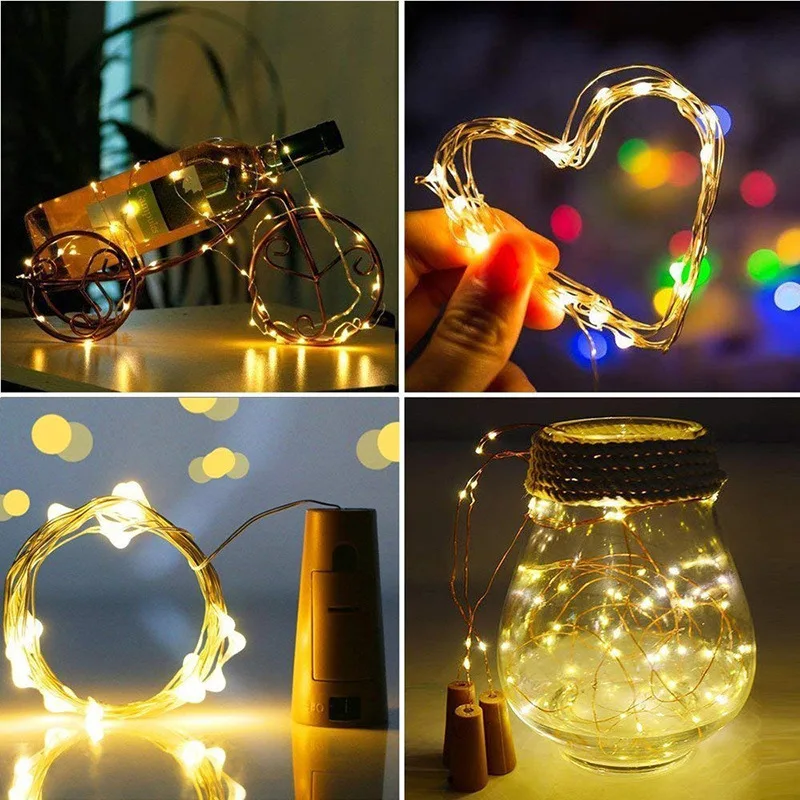 

10pcs Wine Bottle Lights With Cork 2M 20 LED Fairy Lights Battery Operated Christmas Halloween Wedding Bar Decoration