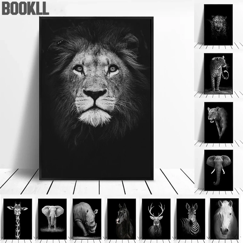 

Canvas Painting Animal Wall Art Lion Elephant Deer Zebra Posters and Prints Wall Pictures for Living Room Decoration Home Decor
