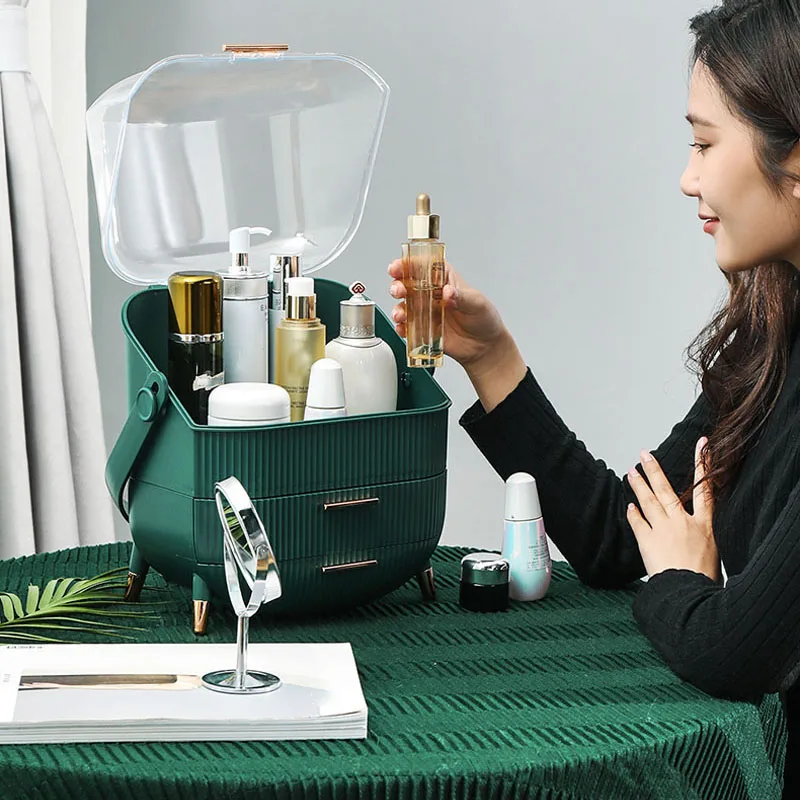 

Big Capacity Cosmetic Storage Box Waterproof Dustproof Desktop Beauty Makeup Organizer Skin Care Storage Drawer