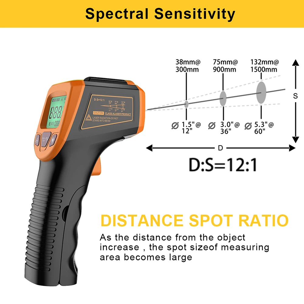 

-50~600 / -58~1112 GM320S Non-Contact Industrial High Temperature Gun LCD Laser-Pointer Infrared IR Thermometer