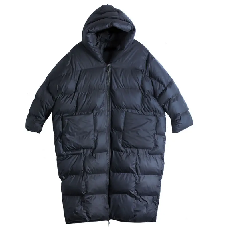 black LJT4362 XITAO Tide индивидуальная Толстая черная Парка женская одежда Мода размера плюс Плиссированное пальто с карманами с капюшоном и воротником Зима LJT4362 - Цвет: black LJT4362
