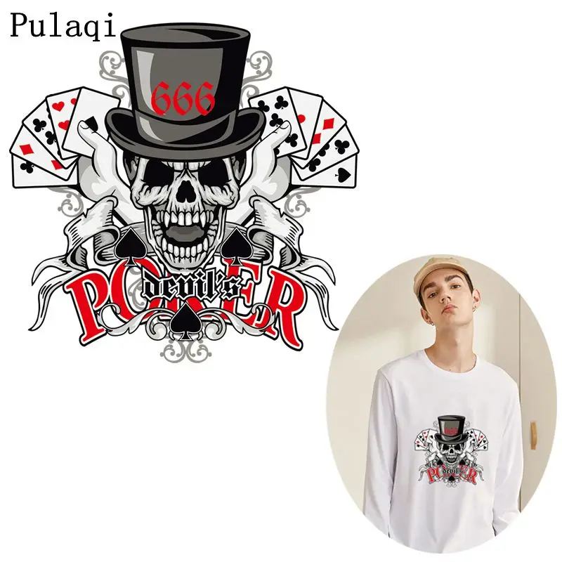 Pulaqi Переводные виниловые нашивки для одежды в стиле панк покера термоаппликация