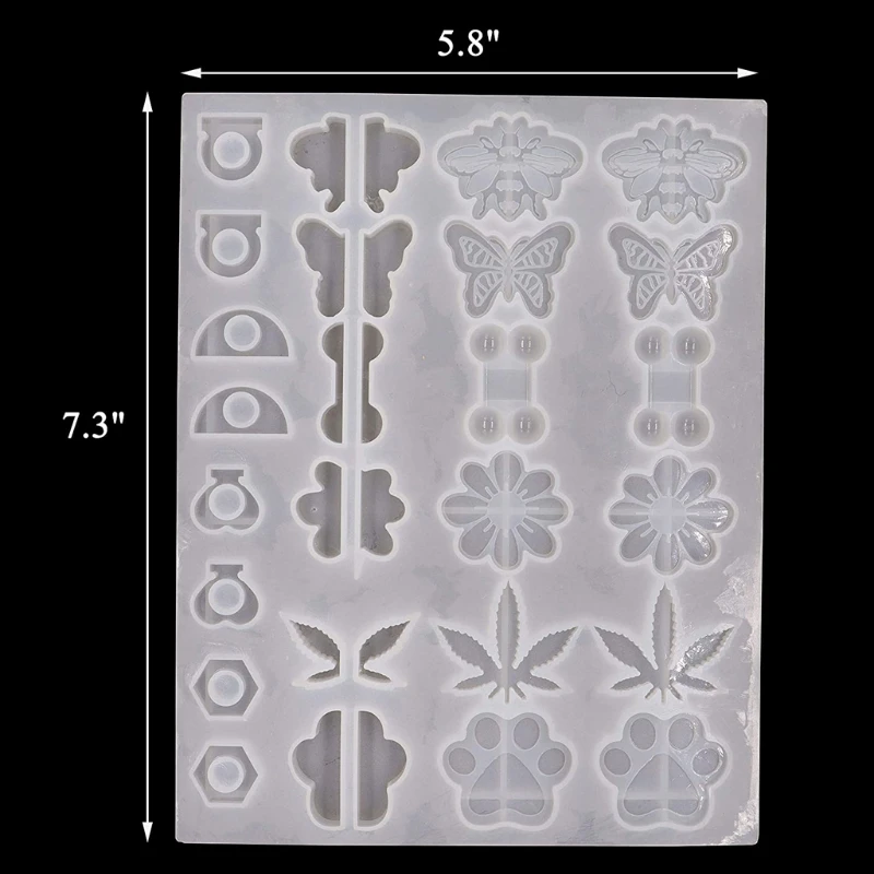 

2Pcs Straw Topper Epoxy Resin Molds DIY Silicone Mold Weed Sunflower Diamond Butterfly Paw Star Bow Bee Pandent Jewelry Tool