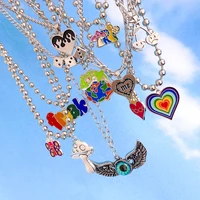 lost lady creative simple necklace skull peach heart angel key lock butterfly pendant necklace alloy jewelry wholesale direct