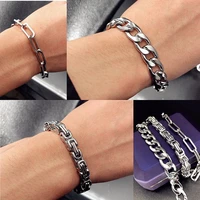 titanium steel bracelet women mens stainless steel cuban chain bracelets byzantine bracelet party punk bracelet hip hop jewelry