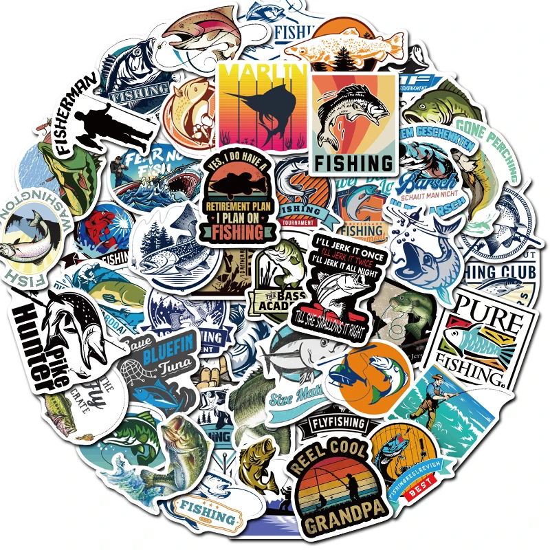 

10/25/50PCS Summer Outdoor Camping Fishing Stickers Waterproof Pegatina DIY Laptop Guitar Phone Motorcycle Car Helmet Sticker