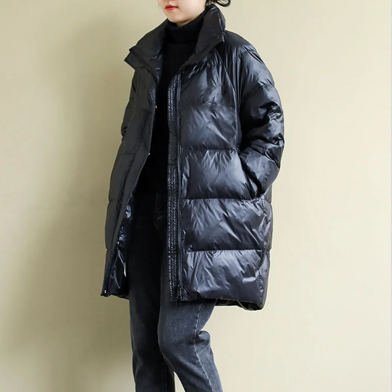 Зимняя стеганая куртка, новинка 2021, женское плотное Свободное пальто средней длины большого размера, женская одежда, куртка с меховым ворот...