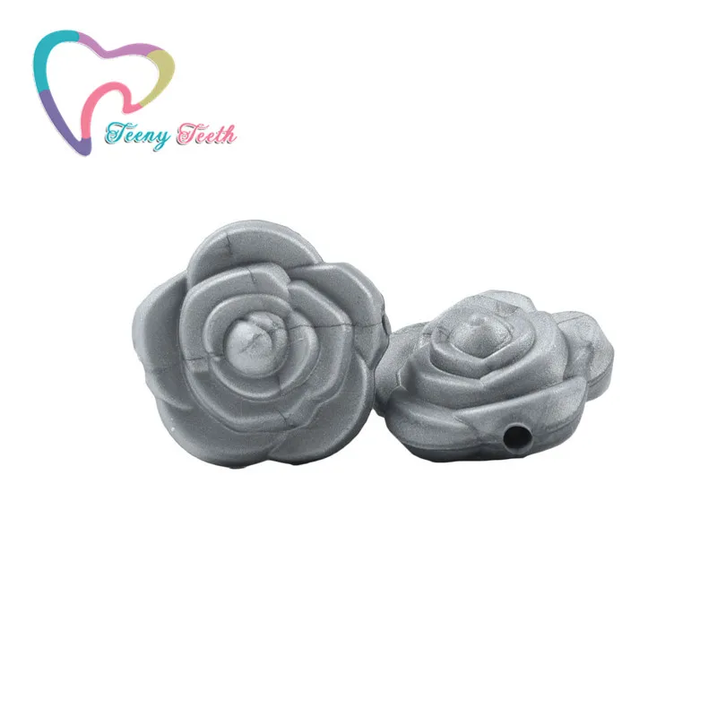 15 шт. медные золотые Цветочные силиконовые бусины для прорезывания зубов