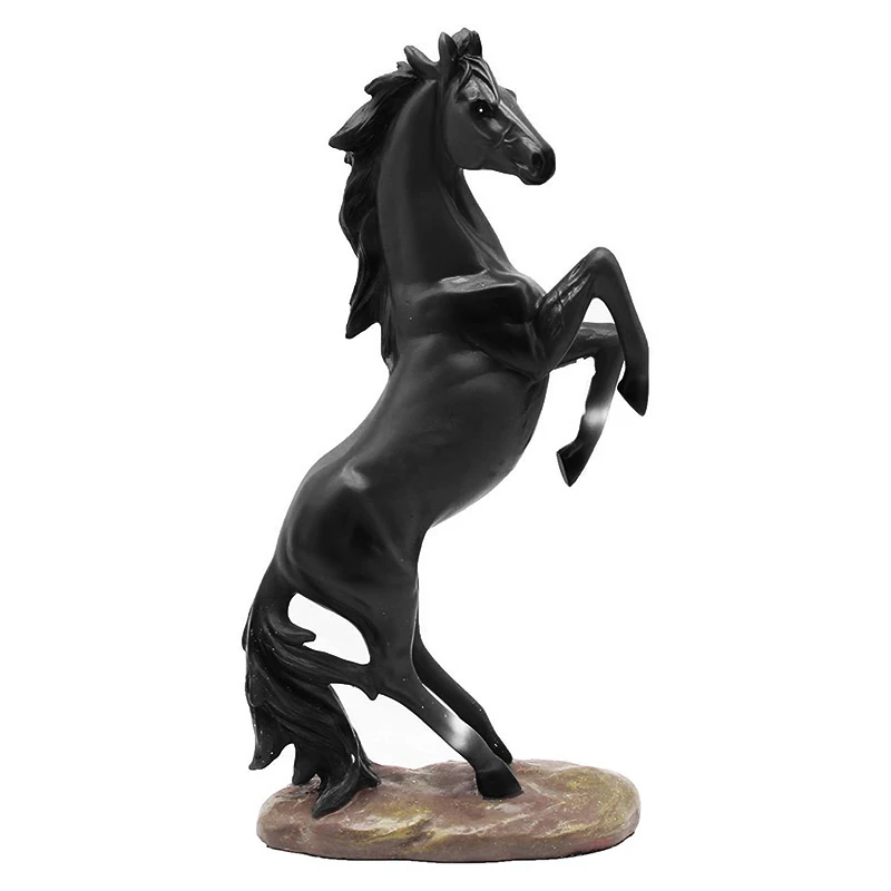 

New Standing Horse Resin Statue, Horse Art Statue, Used for Desks and Wine Cabinets to Attract Luck and Wealth (Black,1Pcs)