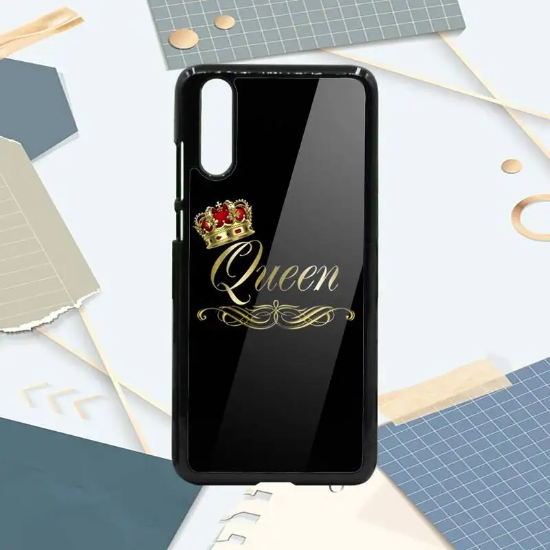

King Queen gold Crown Phone Case PC For Samsung galaxy S note 8 9 20 10 e lite2019 plus pro ultra