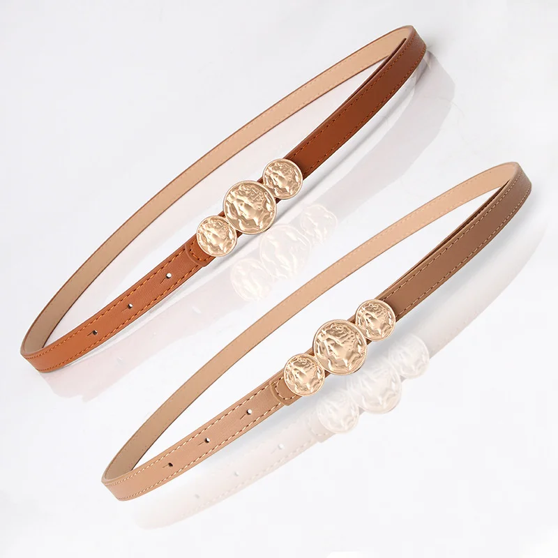 

Fashion Thin PU Leather Belt Round Buckle Elastic Waist Belts Women Dress Skirt Decoration Fashion Girles Gifts