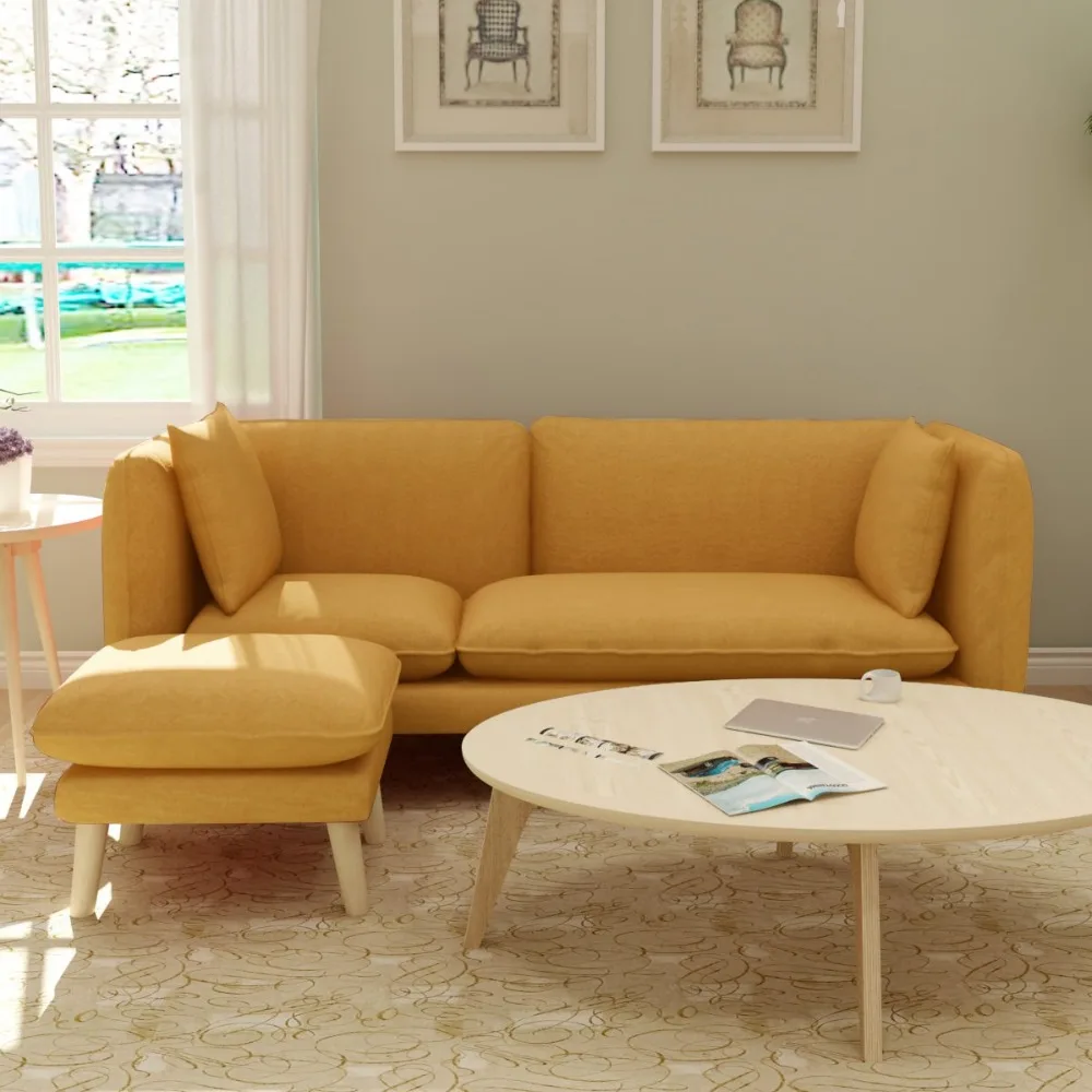 

Трехместный диван, современный дизайн, диваны для гостиной, льняная обивка и деревянные ножки