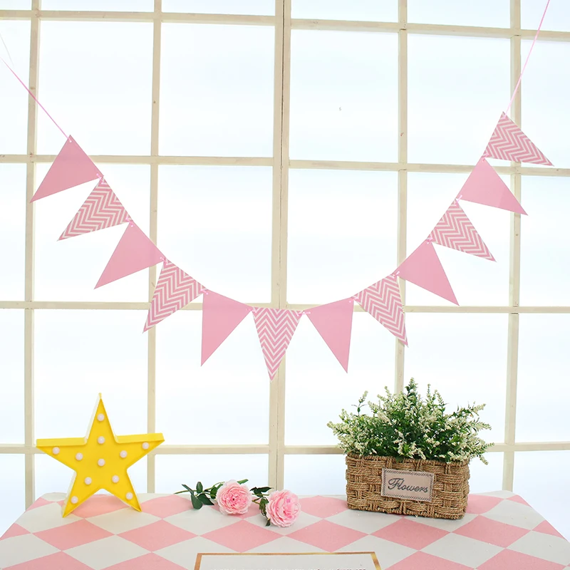 5 м 12 флагов розовое золото Бумажная гирлянда баннер для вечеринки в честь