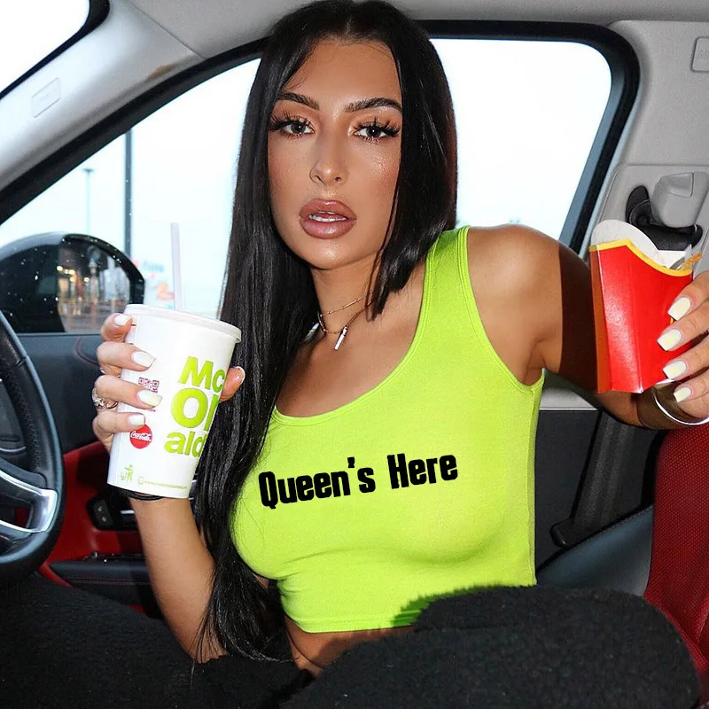 Майка BKLD женская с надписью повседневная безрукавка для спортзала неоновый