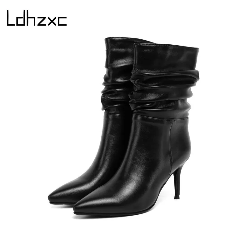

LDHZXC 2020 fashion Autumn Winter Ankle Boots women sexy Pointed toe Ladies Pumps High Heel Concise Women Shoes big size 43 44