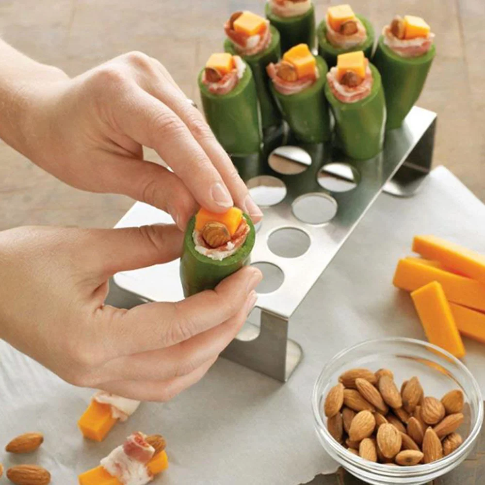 

Stainless Steel Jalapeno Grill Rack with Supportive Stand Pepper Roasting Rack