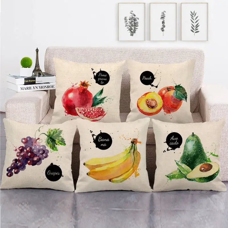 

Fruits Series Fauxlinen Cushion Cover Pineapple Avocado Lemon Decorative Pillow Case 45x45cm for Sofa Couch Home Decoration