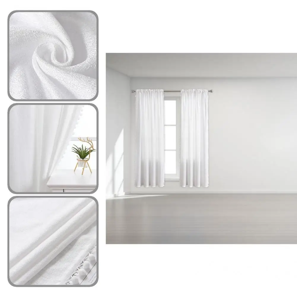 

Fashion Sheer Voile Skin-friendly Lightweight White Vintage Rod Pocket Voile Curtain Window Treatment Window Sheer