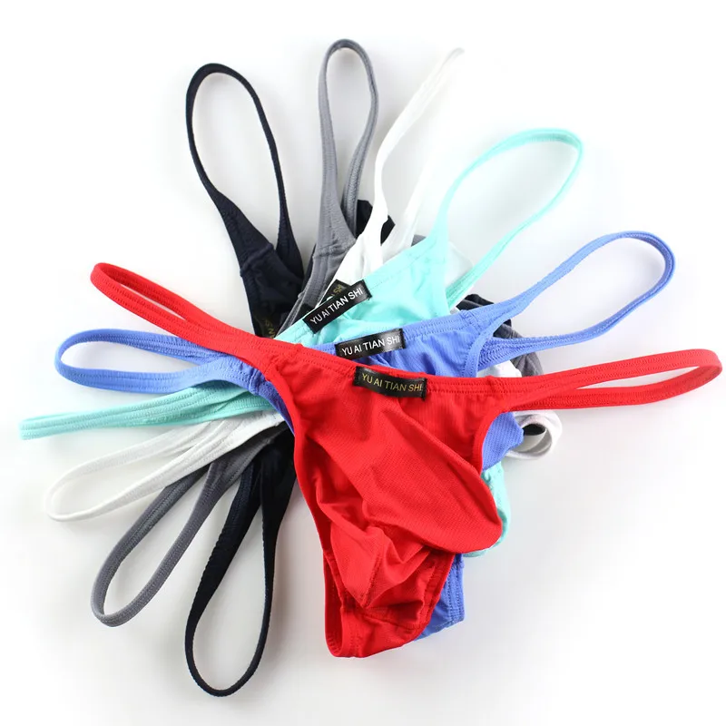 6PCS Men Sexy Thong Underwear JockStraps Erotic Lingerie Long Bulge Pouch Elephant Nose Bikini Thongs G-strings Gay Male Panties