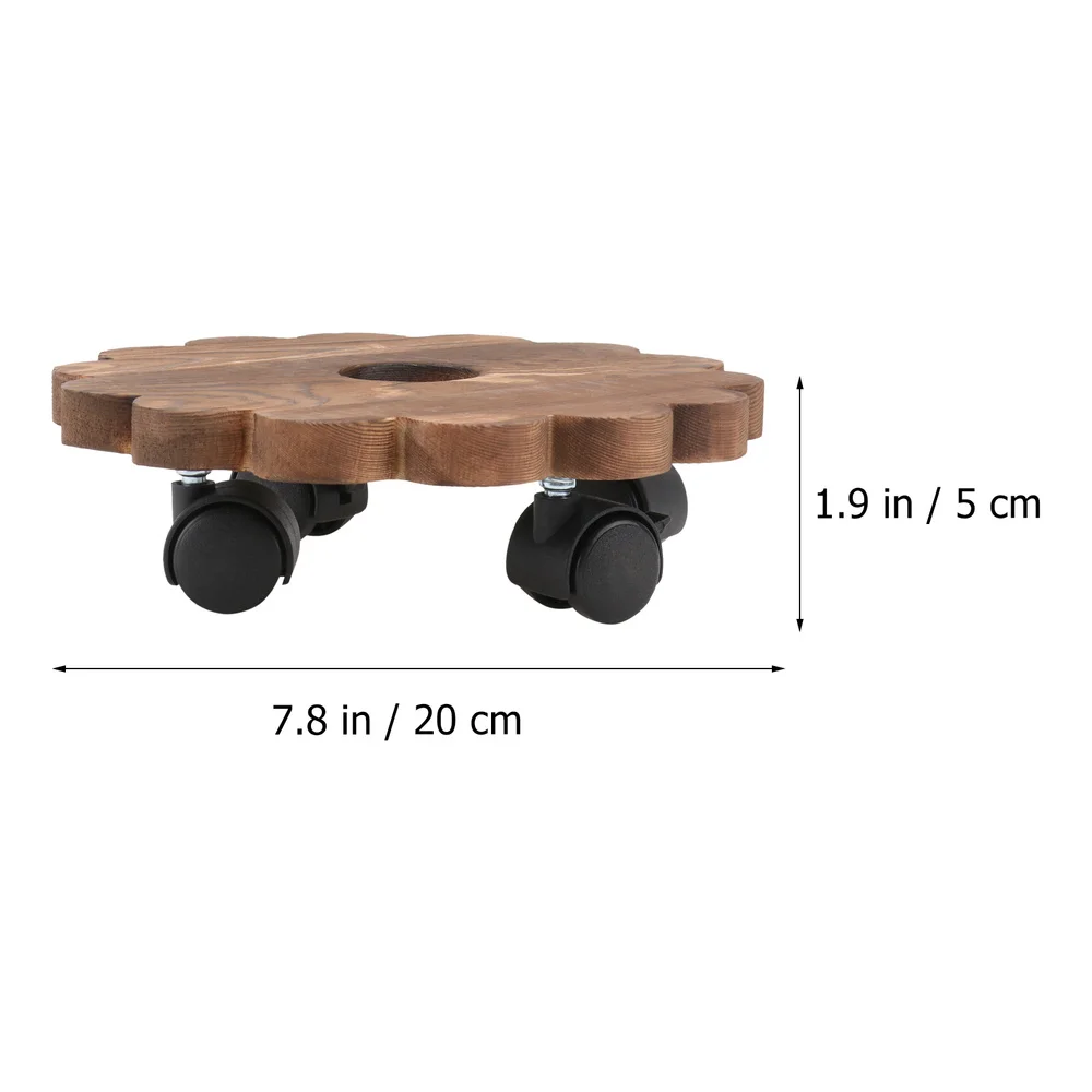 

1pc Movable Flower Pot Stand Rolling Planter Pallet Rolling Tray (Light Brown)